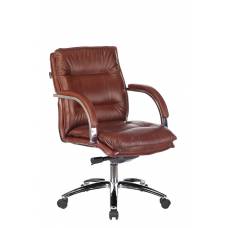 Кресло Бюрократ T-9927SL-LOW светло-коричневый Leather Eichel кожа низк.спин. крестовина металл хром