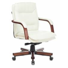Кресло руководителя Бюрократ T-9927WALNUT-LOW слоновая кость кожа низк.спин. крестовина металл/дерево (T-9927WALNUT-LOW/IV)