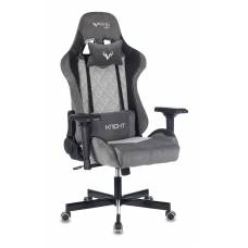 Игровое кресло Бюрократ VIKING 7 KNIGHT Fabric серый Loft ромбик текстиль/эко.кожа с подголов. крестовина металл