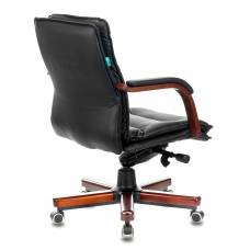 Кресло Бюрократ T-9927WALNUT-LOW черный кожа низк.спин. крестовина металл/дерево