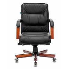 Кресло Бюрократ T-9927WALNUT-LOW черный кожа низк.спин. крестовина металл/дерево