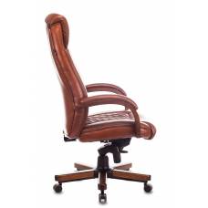 Кресло руководителя Бюрократ T-9924WALNUT светло-коричневый Leather Eichel кожа крестовина металл/дерево (T-9924WALNUT/CHOK)