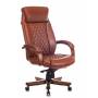 Кресло руководителя Бюрократ T-9924WALNUT светло-коричневый Leather Eichel кожа крестовина металл/дерево (T-9924WALNUT/CHOK) купить  по выгодным ценам