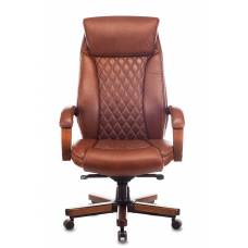Кресло руководителя Бюрократ T-9924WALNUT светло-коричневый Leather Eichel кожа крестовина металл/дерево (T-9924WALNUT/CHOK)