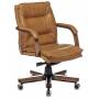 Кресло руководителя Бюрократ T-9927WALNUT-LOW горчичный кожа низк.спин. крестовина металл/дерево (T-9927WALNUT-LOW/MUS) купить  по выгодным ценам