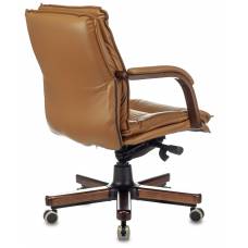 Кресло руководителя Бюрократ T-9927WALNUT-LOW горчичный кожа низк.спин. крестовина металл/дерево (T-9927WALNUT-LOW/MUS)