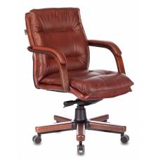 Кресло Бюрократ T-9927WALNUT-LOW светло-коричневый Leather Eichel кожа низк.спин. крестовина металл/дерево