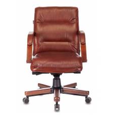 Кресло Бюрократ T-9927WALNUT-LOW светло-коричневый Leather Eichel кожа низк.спин. крестовина металл/дерево