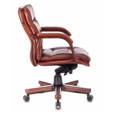 Кресло Бюрократ T-9927WALNUT-LOW светло-коричневый Leather Eichel кожа низк.спин. крестовина металл/дерево