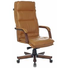 Кресло руководителя Бюрократ T-9927WALNUT горчичный кожа крестовина металл/дерево (T-9927WALNUT/MUSTARD)