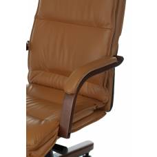 Кресло руководителя Бюрократ T-9927WALNUT горчичный кожа крестовина металл/дерево (T-9927WALNUT/MUSTARD)