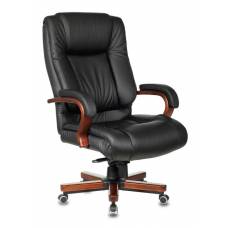 Кресло Бюрократ T-9925WALNUT черный кожа крестовина металл/дерево