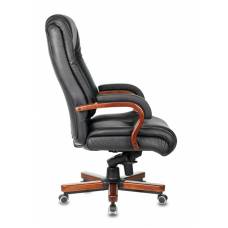 Кресло Бюрократ T-9925WALNUT черный кожа крестовина металл/дерево